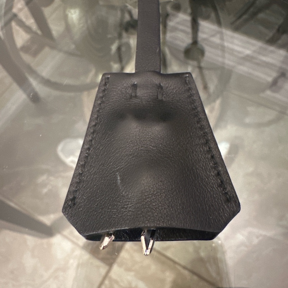 Like New Authentic Prada Silver and Black Leather Bag Tag with Lock - Picture 4 of 10